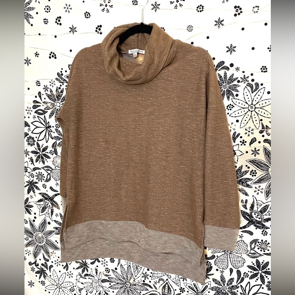 Green Envelope cowl neck brown turtleneck sweater super soft and cozy!